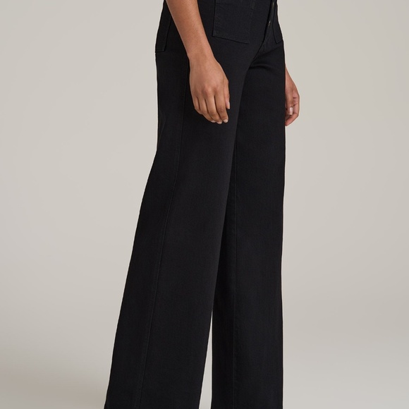 American Tall Stevie Wide Leg Patch Pocket Jeans for Tall Women in Black Size 30 - Picture 3 of 3